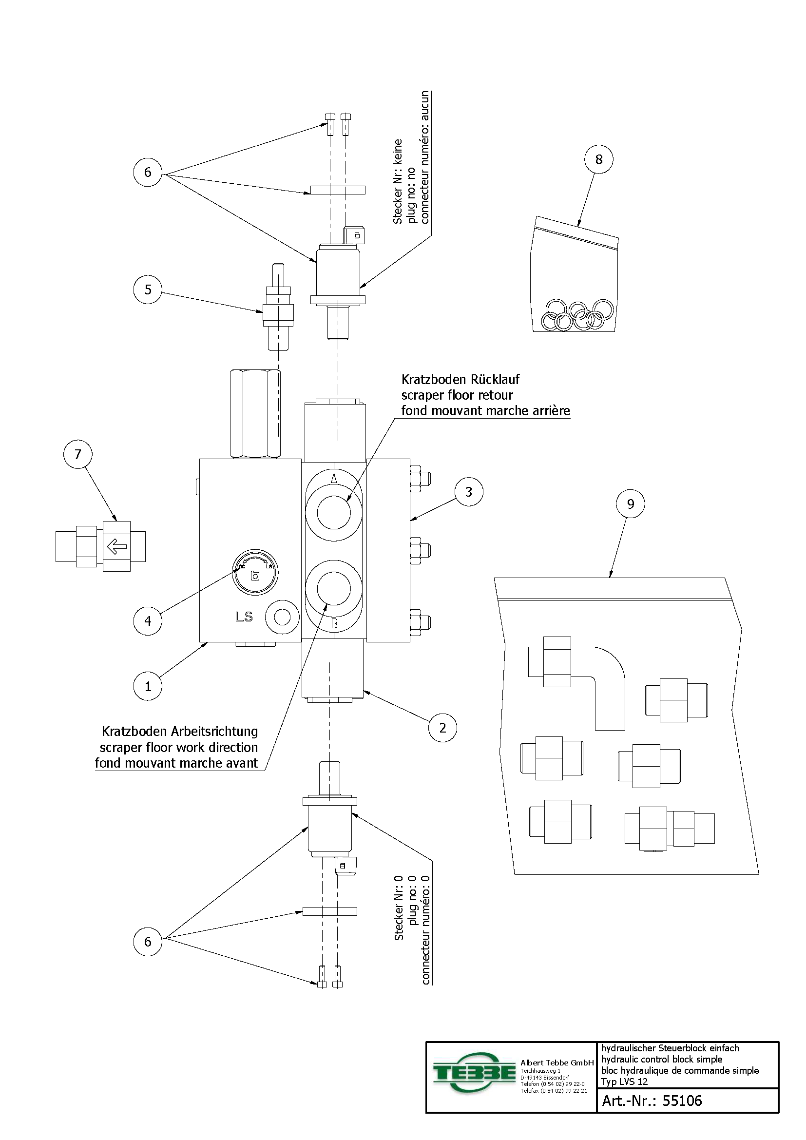 Hydraulisch stuurblok 1-voudig LVS12
